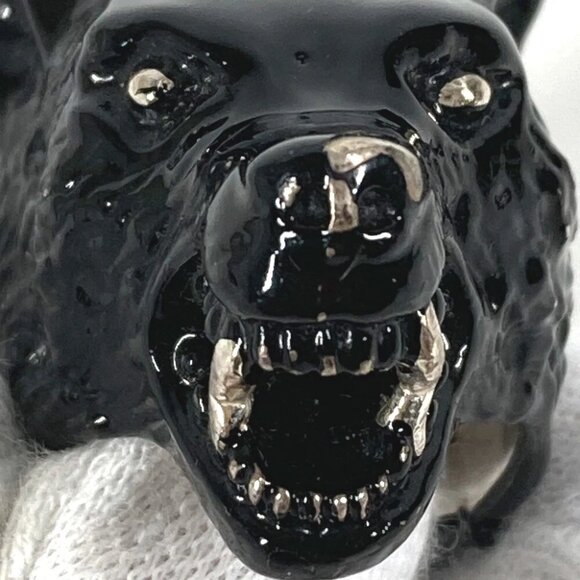 GUCCI Anger Forest Wolf Head Accessories Ring Black/Silver - Picture 7 of 13